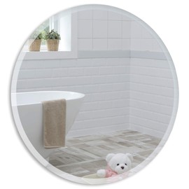 Neue Design Mood Circle Bathroom Mirror Wall Mounted (16 x 16 Inch), Round Frameless with Beveled Edges for Bathroom Vanity