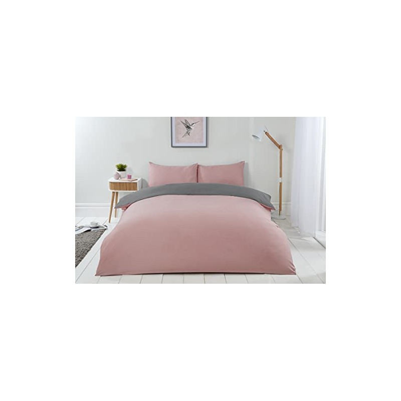 Emma Barclay Lyla Reversible Duvet Set in Blush Pink/Grey -