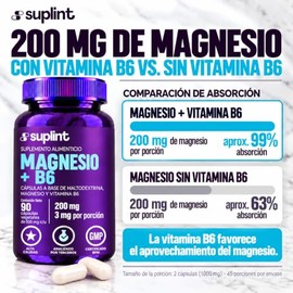 Citrato de Magnesio 200 mg con Vitamina B6 – 90 Cápsulas Veganas