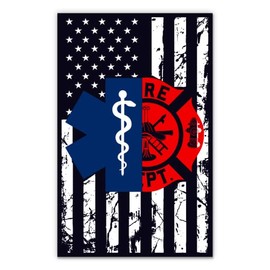 EMT EMS Fire Department American Flag Medical Stickers - 2 Pack - Waterproof Vinyl for Car, Phone, Water Bottle, Laptop - Ambulance Medic First Responder Decals (2-Pack)