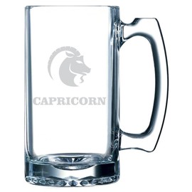 Zodiac Sign Etched 25oz Sports Beer Mug Capricorn