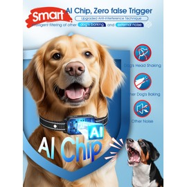 DINJOO- Collar antiladridos para perros grandes, medianos y pequeños - Dispositivo inteligente con IA que detiene los ladridos en 1 segundo, collar de entrenamiento con pitido, vibración y 8 niveles d