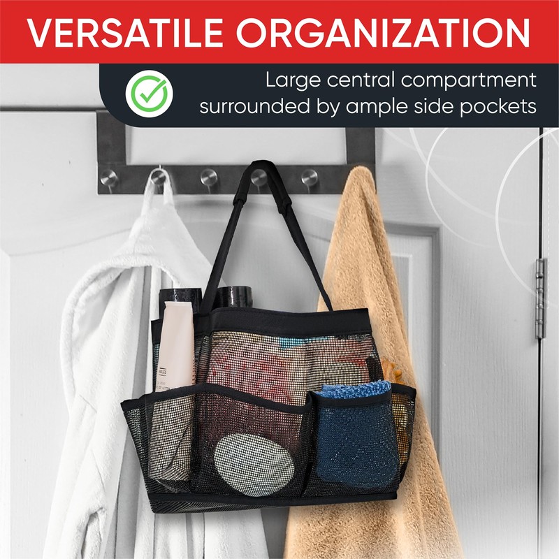 Masirs Mesh Shower Caddy Bag - (9 Pocket) Large Collapsible,
