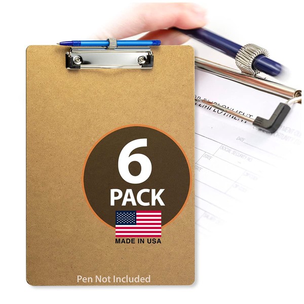 Officemate Wood Clipboard, Letter Size, Low Profile Clip with Pen
