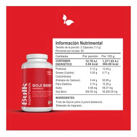 Suplemento Goji Berry Orgnica 180 Cpsulas De 500 Mg 100 Natural Sin Gluten Apto Keto  Bulk Superfoods                                                 