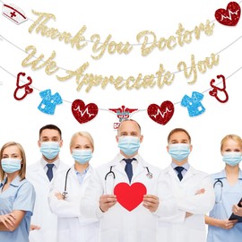 FHGG FHGG Thank You Doctors Day Decorations Banner Party Decorations We Appreciate You Doctor Appreciation Week National Doctor's Day Happy Day for National Home Office School Hospital Dcor