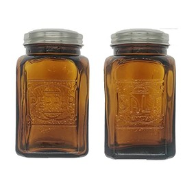 Ritadeshop Depression Style Glass Salt and Pepper Shakers (Amber), 2.35*2.35*4.5 inches