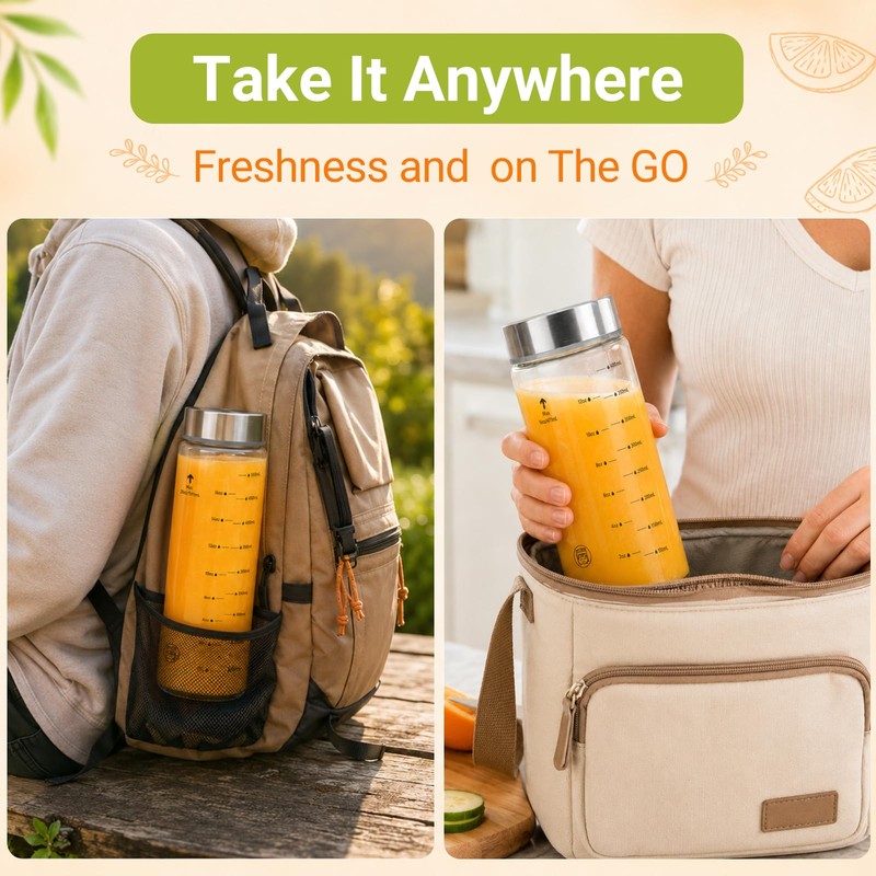 Luxgola 20oz Reusable Glass Juice Bottles with Lids, Wide Mouth,