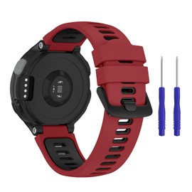 AK Silicone Watch Band Compatible with Garmin Forerunner 735XT / 235/235 Lite Soft Replacement Strap with Metal Buckle for 735xt/220/230/235/620/630 (Red Black)