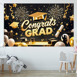 BlissYard Graduation Banner Graduation Backdrop 2025 Graduation Party Decorations Congratulations Graduate Banner 71x43 Inches Graduation Yard Signs for Graduation Celebration