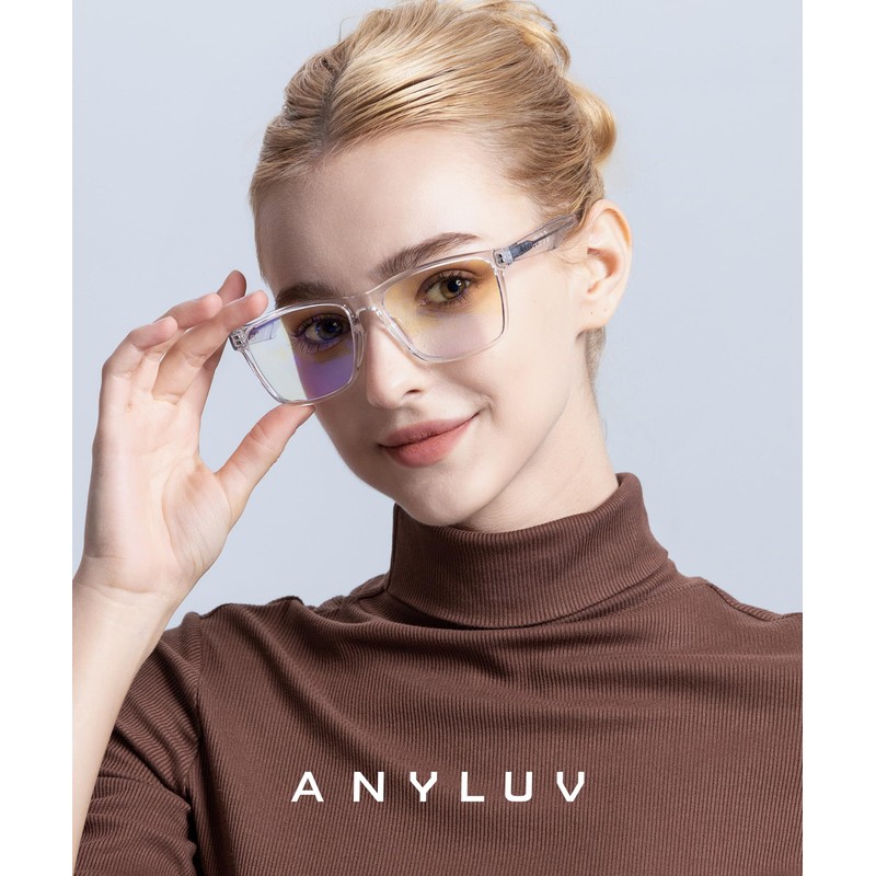 ANYLUV Blue Light Glasses for Men & Women, Stylish Blue