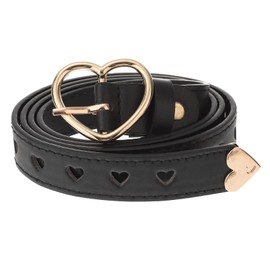 TENDYCOCO Heart Buckle Belt Hollow Belt Heart Waist Belt Leather Waist Belt PU Waist Belt Women Waist Belt Black for Women Girls, black