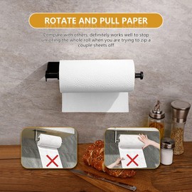 Kitchen Roll Holder No Drilling Kitchen Organiser with Damping Effect One-Handed Operation Wall Roll Holder Kitchen Roll Easy to Replace for Kitchen and Bathroom