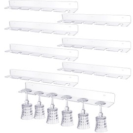 Barydat 8 Pcs Acrylic Champagne Wall Holder Clear Wine Glass Rack Wall Mounted Hanging Champagne Flute Display Stand for Home Bar Party Supplies (24")