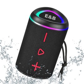 Enbiawit Portable Bluetooth Speaker with Lights, IPX4 Waterproof, Small Wireless Speaker for Home Party Outdoor Beach, Loud Sound, Bluetooth 5.3, TWS Pairing, Support TF Card