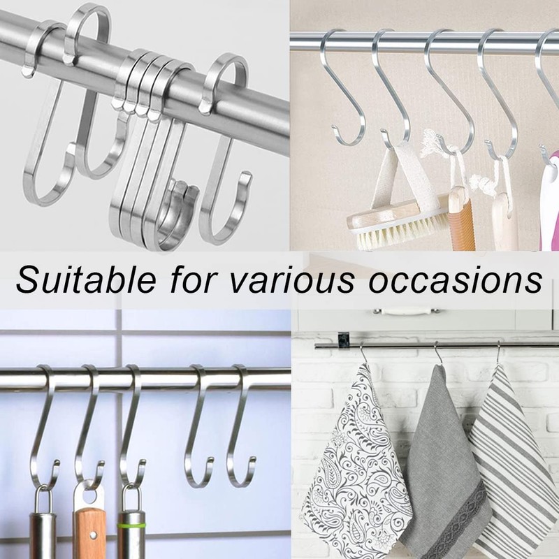 Pack of 6 S Hooks Stainless Steel S-shaped Hooks Heavy