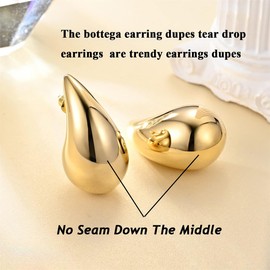 INGJIA Chunky Earrings for Women, 18K Earrings Dupes, Thick Hoop Earrings for Women, Lightweight Waterdrop Hollow Open Hoops, Hypoallergenic 585 Gold-Plated Earrings, Fashion Jewellery for Women and