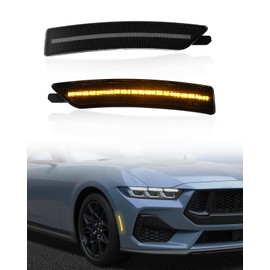 LitMiRaCle Front Amber LED Side Marker Lights for Ford Mustang 2024+, Smoke Lens Side Reflectors Lamps for Mustang Gen7/S650 2024 2025 Accessories(Front,2PCS)