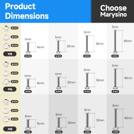 448Pcs Nuts and Bolts Assortment Kit, M5 M6 M8 Bolts Heavy Duty Metric Bolt Assortment Kit, 304 Stainless Steel M5 Bolt M6 Bolt M8 Bolt, Length 12-30mm Machine Screw Assortment Kit by Marysino