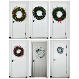 Wreath Hanger Over the Door Hooks 2 Pcs 14.2" Fit 1 3/8" Door, Not for Front Door White Plastic Coating for Hanging Towel Robe Coat Hanger for Bathroom Bunk Ironing Board Holder Thin Single Heavy Duty