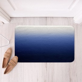 Erosebridal Navy Blue Ombre Rug, Ocean Sea Bath Mat, Blue White Gradient Carpet Door Mat, Watercolor Bath Rugs, Modern Abstract Art Room Decor Plush Shaggy Bath Door Rug Floor Non Slip 20" x 32"