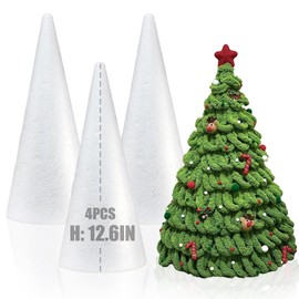 4 Pack Styrofoam Cones for Craft, 12.6x4.5in Craft Foam Tree Cones, White Small Polystyrene Foam Cones for Craft Use for DIY Art Projects, Christmas Tree Holiday Decor (12.6 * 4.5in-4pc)