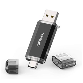 TOPESEL Type C 64GB USB C Flash Drive Dual 2-in-1 USB C Thumb Drive USB 3.0/3.1 Gen1 USB C Drive 64 GB USB-C Memory Stick with LED Indicator for Easy Data Sharing Between PC and Android Smartphones
