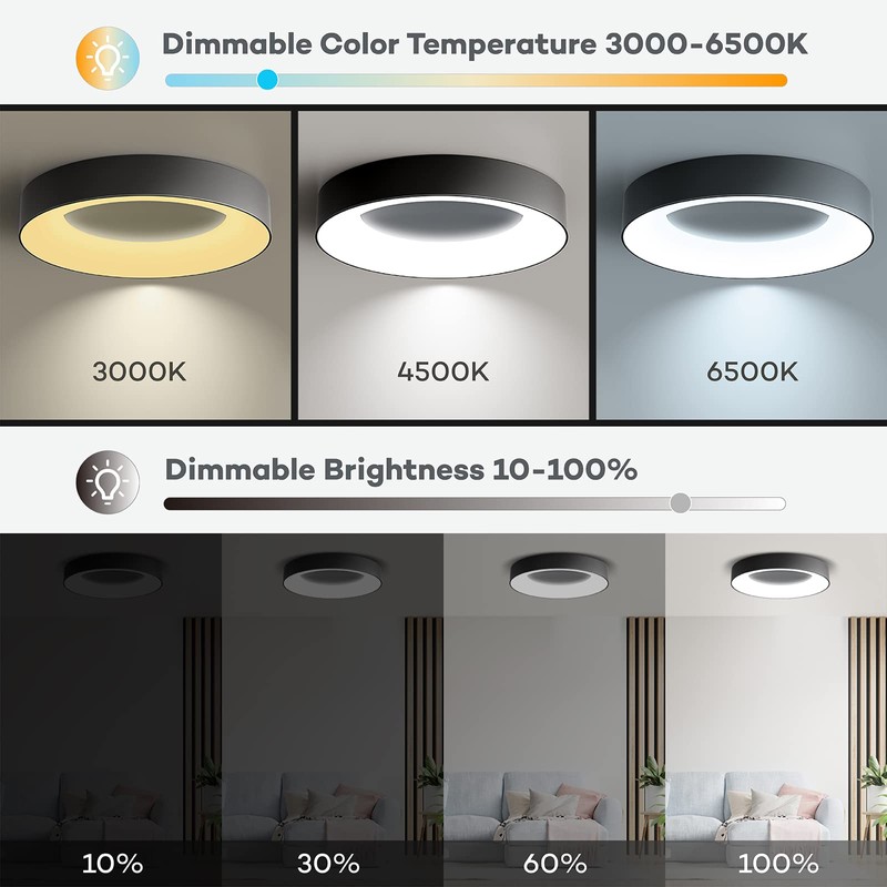 Annaror RGB Led Flush Mount Ceiling Light with Remote Control,