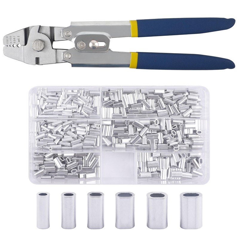 Fishing Crimping Tool Kit, Crimping Pliers with 500pcs Aluminum Crimp