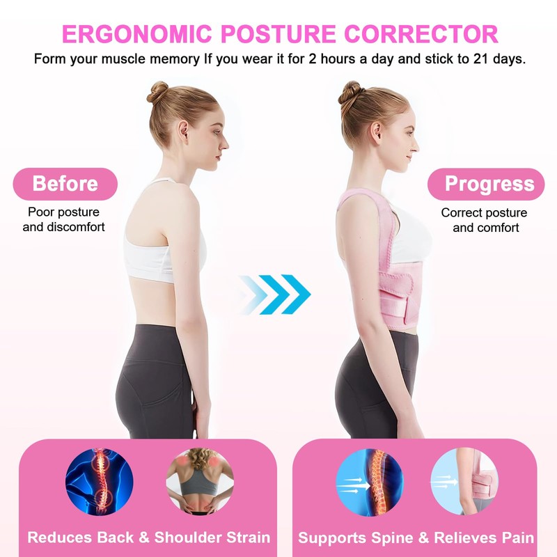 Aollop Posture Corrector for Women and Men - Elastic Adjustable
