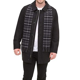 Dockers Men's Weston Wool Blend Coat with Scarf (Regular and Big & Tall), Black, X-Large
