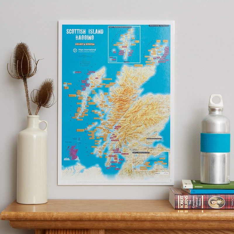 Scratch off Scottish Island Bagging Map - Poster Gift for