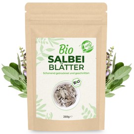 Curly Superfood - Sage Leaves Dried and Cut 250 g - 100% Natural Sage Leaves in Organic Quality for Sage Tea Loose & Spice in Food