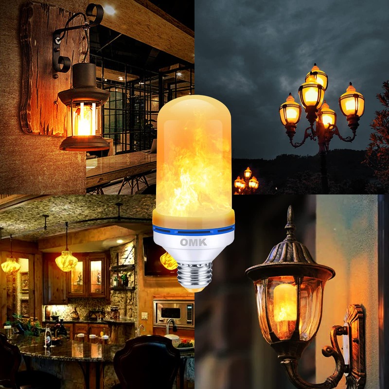OMK Christmas Decorations Flame Light Bulbs, LED【Upgraded 2 Pack 】