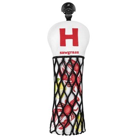 Golf Club Head covers Hybrid Utility Rescue with Interchangeable Number Tag 23456 UT Elastic Closure White PU Leather Crayfish Net Design