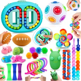 Chennyfun Stress Relief Toy Set, 26 Pieces Sensory Fidget Anti-Stress Toy - Magic Burger Cube Fidget Sensory Toy Set for Children and Anxiety with Anxiety, Autism and ADHD