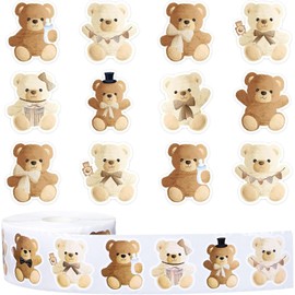 500 Pcs Baby Shower Stickers,2.5cm Cute Teddy Bear Roll Stickers,Kawaii Animal Bear Reward Sticker Custom Labels for Crafts Scrapbook Calendars Laptop Notebooks Journal