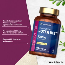 Horb?ach Rote Beete Tabletten 3000mg | 180 vegane Tabletten | von Horbaach