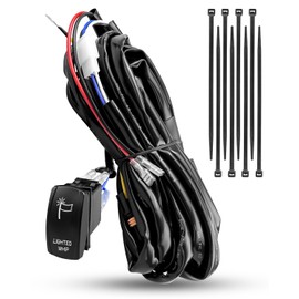 LED Light Bar Wiring Harness Kit Compatible with Polaris RZR General Ranger Pulse Bus bar, Plug and Play 180W 16AWG 2Lead 12V On Off Rocker Switch