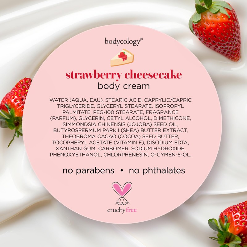 Bodycology Shea Butter Body Cream, Strawberry Cheesecake, 8 oz