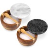 Salt Cellar Box with Lid & Spoon, Marble Lid Set