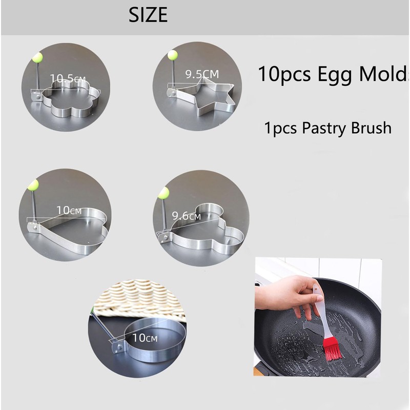10pcs Egg Molds Egg Shaper Egg Ring For Frying Eggs