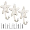 Newnessai 3Pcs Decorative Hooks, Cast Iron Star Fish Beach Themed