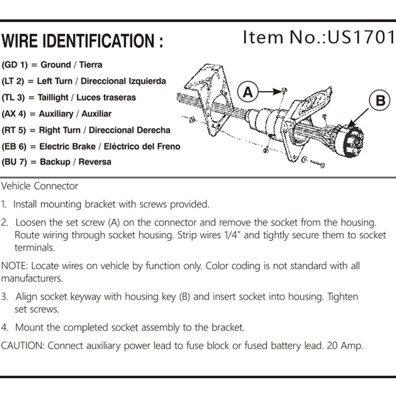 NEW SUN Conector redondo de 7 vías para remolque, 7