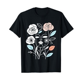 Minimalist Floral Botanical Elegant Line Art T-Shirt