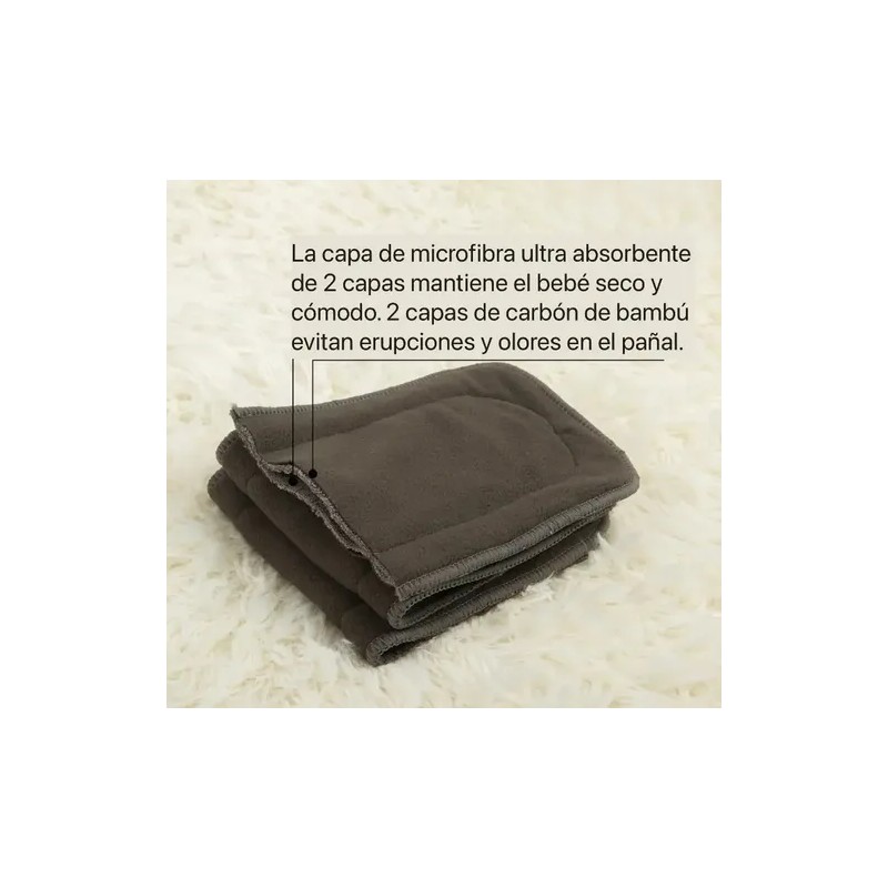 3 Absorbentes Nocturnos Charcoal 5 Capas Alva Baby Original