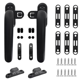 Pack of 2 Window Handle, Balcony Door Handle, Safety Window Handle, Design Window Handle, Aluminium Window Lock, Aluminium Patio Door Handle, Door Handles for Window, Balcony, Patio Door (Black)