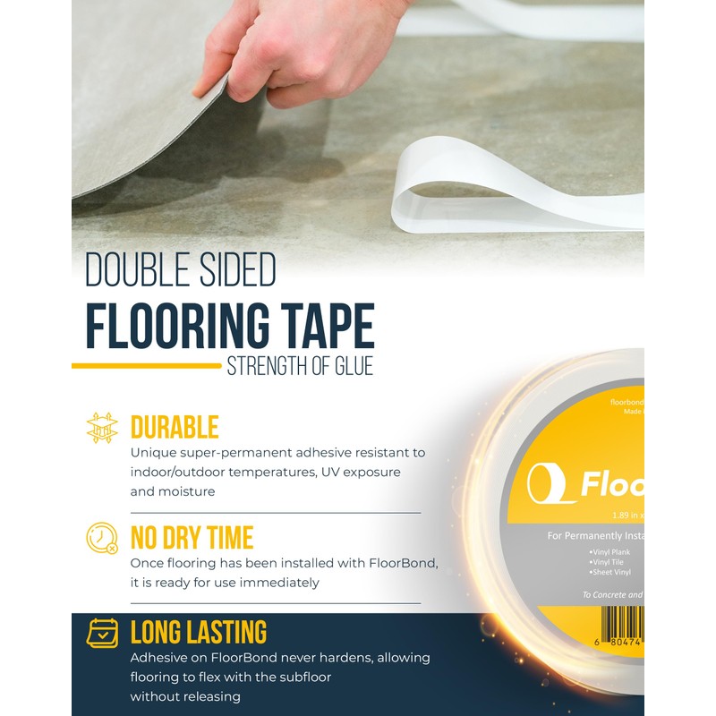 FloorBond Double Sided Tape Heavy Duty Carpet Tape for Flexible
