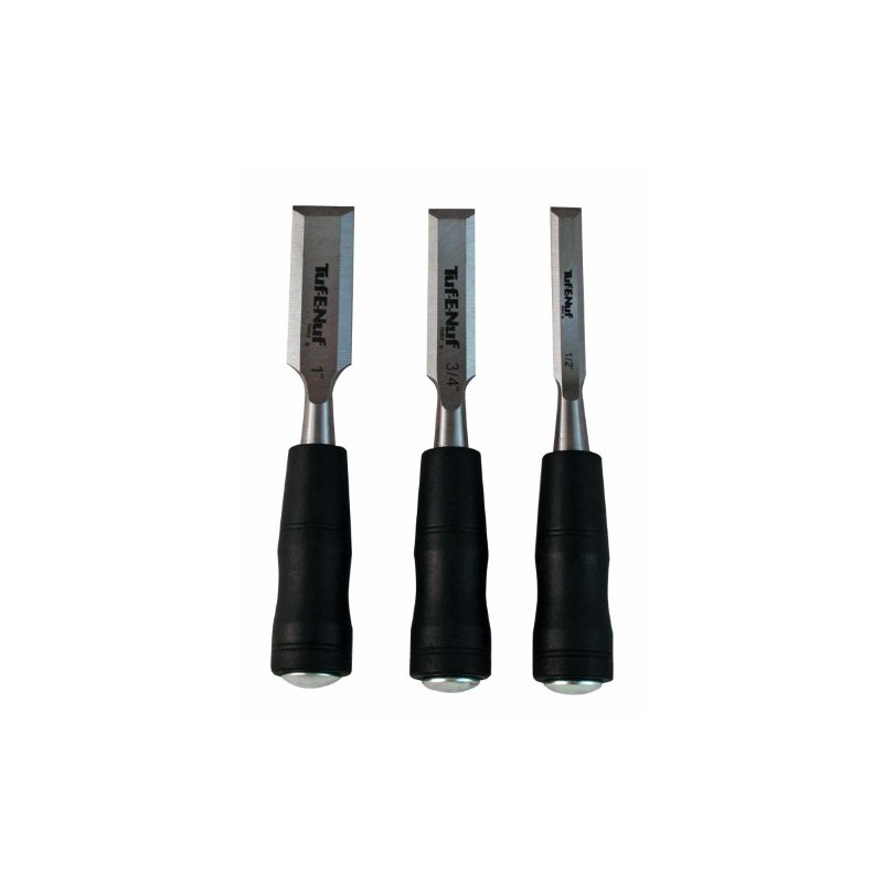 Task Tools 02692 Tuf-E-Nuf Short Blade Wood Chisel Set, 3-Piece