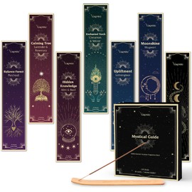 Varonite Incense Sticks - Set of 6 Scents (120 Sticks) + Incense Holder: Patchouli, Lavender Rosemary, Mint Basil, Cinnamon Vetiver, Lemongrass, Mugwort for Witchcraft, Meditation and Aromatherapy